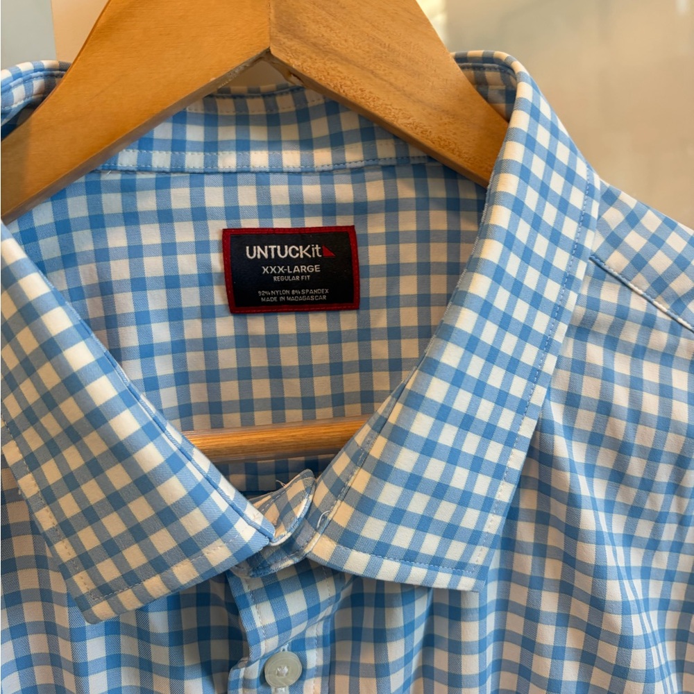 UNTUCKit Light Blue Gingham Men's Shirt size 3XL